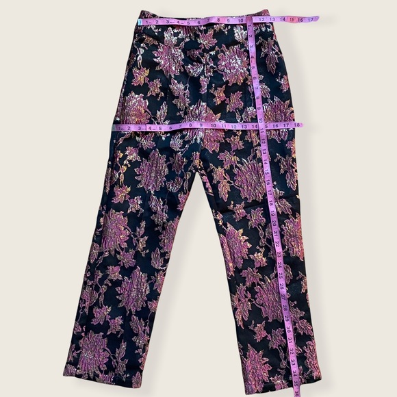 ❄️ HP ❄️ EUC Luella Cigarette Pant in Metallic Jacquard Black/Pink Size Small - Picture 15 of 15